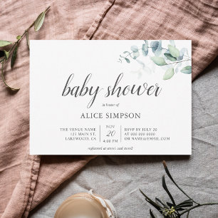 Boho Green Invitation Baby shower Eucalyptus