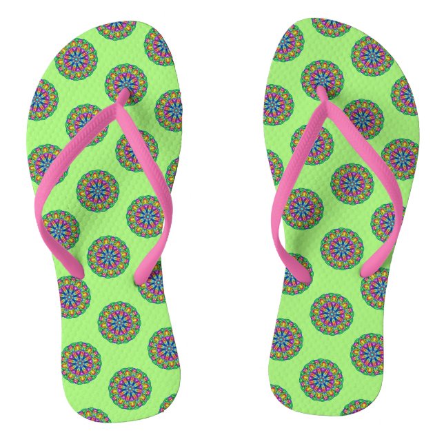 Boho Green Mandala Motif paire de tongs (Semelle)