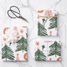 Boho Green Pink Orange Weihnachtsbaumen