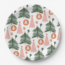 Boho Green Pink Orange Weihnachtsbaumen