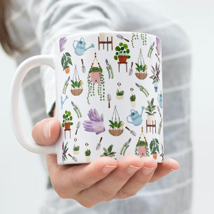 Boho Green Poted Plante Motif de café Mug