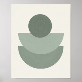 Boho Green Sage Mid Century Art Print Poster