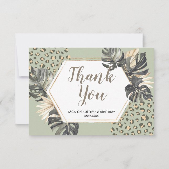 Boho Green Sage Wild One Carte de remerciements (Devant)