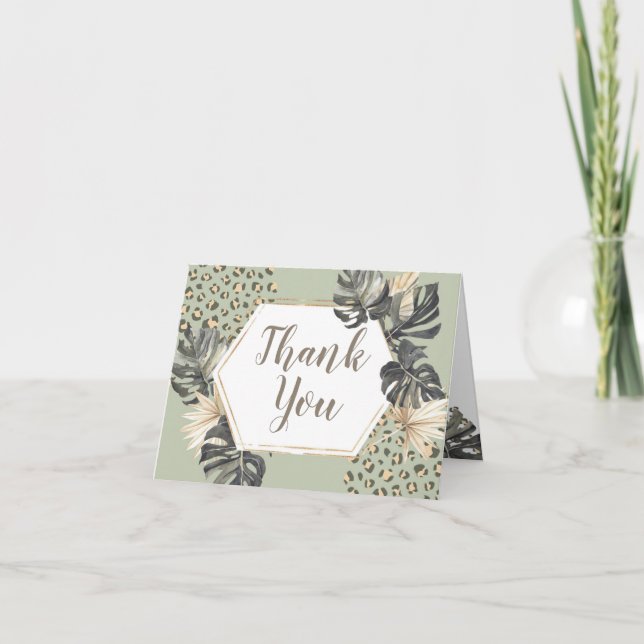 Boho Green Sage Wild One Vielen Dank, dass Sie gek Dankeskarte (Vorderseite)