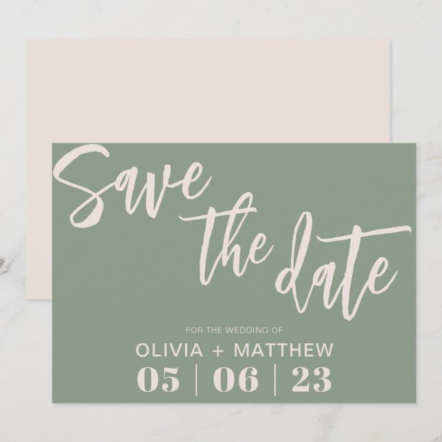 Boho Green Save the Date (Vorne/Hinten)