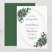 Boho Green Watercolor Eucalyptus Geometric Wedding