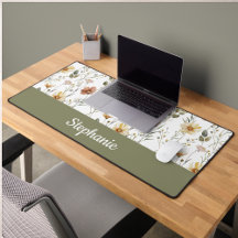Boho Green Watercolor Wildflower Monogram Name