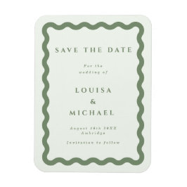 Boho Green Wavy Frame Wedding Save the Date Magnet