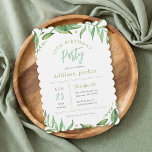 Boho Greenery 40. Geburtstag Party Einladung<br><div class="desc">Feiern Sie mit dieser eleganten Party Einladung aus dem 40. Jahrhundert einen Meilenstein im Stil, gerahmt von sanfter bohfarbener Aquarell und mit eleganter moderner Typografie. Die raffinierte Farbpalette aus Weiß, Weiß und Grün verleiht diesem Design ein zeitloses, geschlechtsneutrales Ambiente. Ein einzigartiger, geschliffener Rand verleiht dem Hotel eine charmante Touch, die...</div>