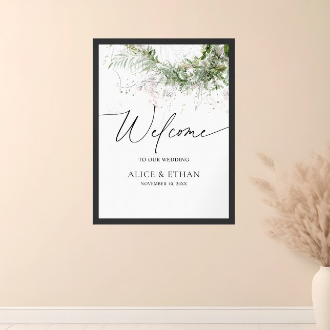 Boho Greenery Blätter Script Welcome Wedding Poster (Von Creator hochgeladen)