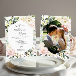 Boho Greenery Blumenrahmen Foto Wedding Menu Card Einladung