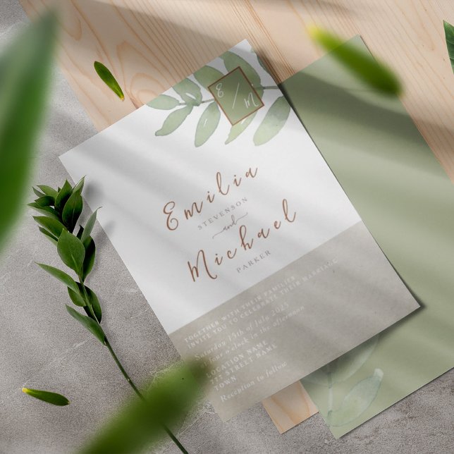 Boho Greenery Botanical Wedding Einladung (Von Creator hochgeladen)