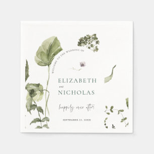 Boho Greenery Botanical Wedding Napkins Serviette