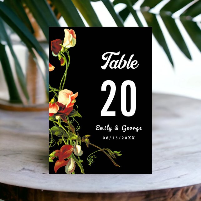 Boho Greenery Burgundy Rose Black Floral Wedding Tischnummer (Von Creator hochgeladen)