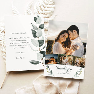 Boho Greenery Eucalyptus 4 Fotos Wedding Dankeskarte