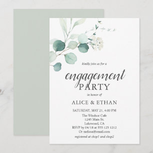 Boho Greenery Eucalyptus Engagement Party Einladung