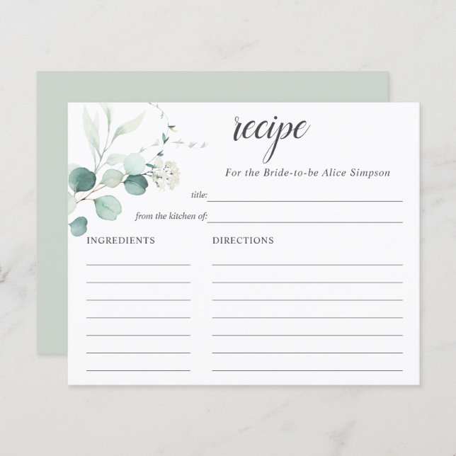 Boho Greenery Eucalyptus Recipe Brautparty (Vorne/Hinten)