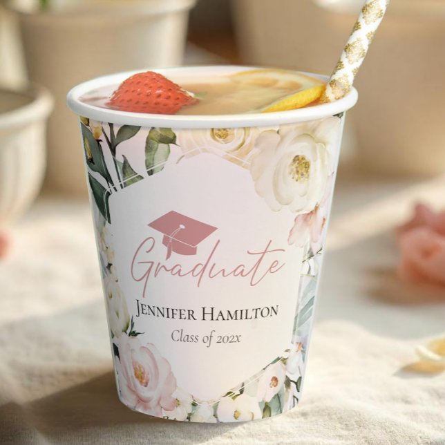 Boho Greenery Floral Frame Abschluss Pappbecher (Von Creator hochgeladen)