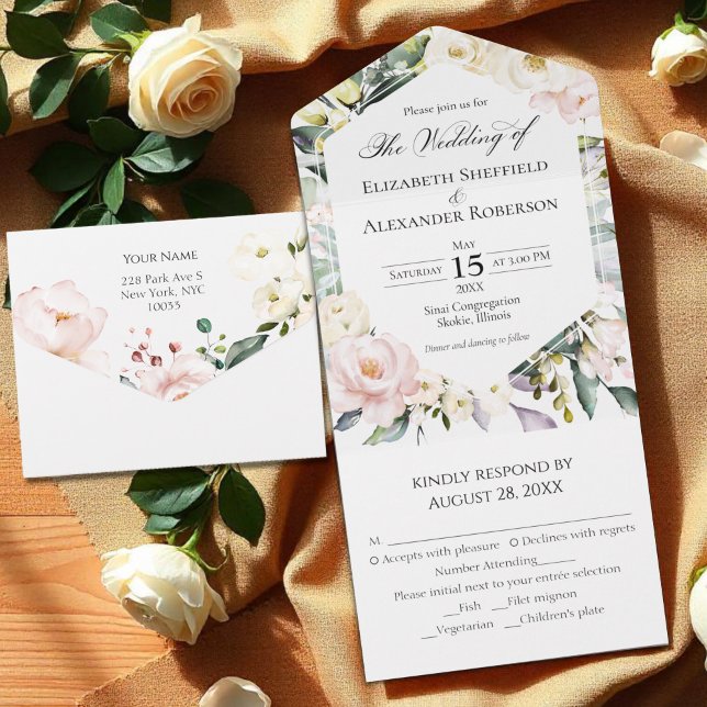 Boho Greenery Floral Frame Foto Wedding All In One Einladung (Von Creator hochgeladen)