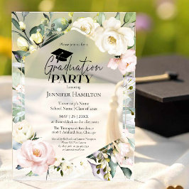 Boho Greenery Floral Frame Graduation Party Acryleinladungen