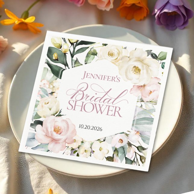 Boho Greenery Floral Frame Wedding Serviette (Von Creator hochgeladen)