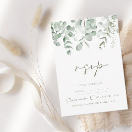 Boho Greenery Foliage Eucalyptus Wedding RSVP Karte