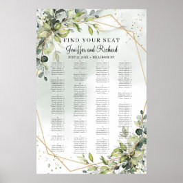 Boho Greenery Foliage Eukalyptus Gold Seating Poster