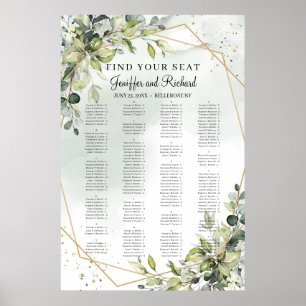 Boho Greenery Foliage Eukalyptus Gold Seating Poster