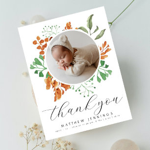 Boho Greenery Foto Baby Shower Vielen Dank Postkarte