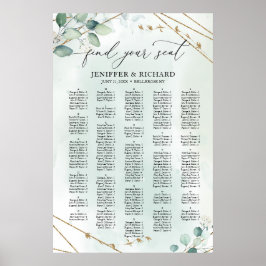 Boho Greenery Gold Geometric alphabetische Sitzplä Poster
