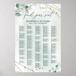 Boho Greenery Gold Geometric alphabetische Sitzplä Poster