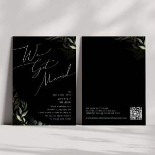 Boho Greenery Gold   Schwarze Hochzeitsankündigung Einladung