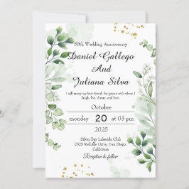 Boho Greenery Mariage Anniversaire Invitations