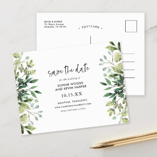 Boho Greenery Modern Save the Date Ankündigungspostkarte
