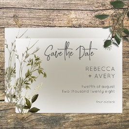 Boho Greenery Modern Save the Date Card