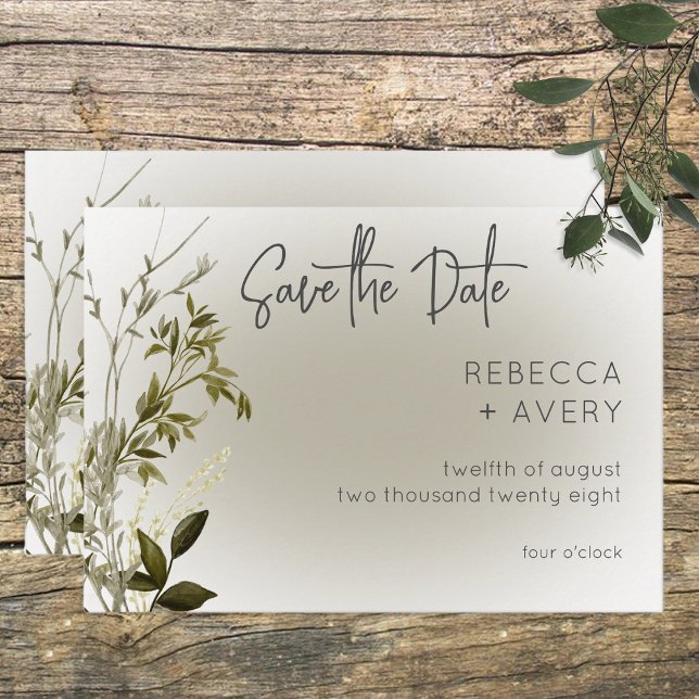 Boho Greenery Modern Save the Date Card (Von Creator hochgeladen)