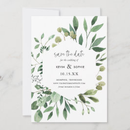 Boho Greenery Modern Save the Date Cards