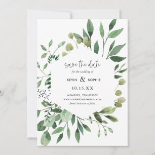 Boho Greenery Modern Save the Date Cards