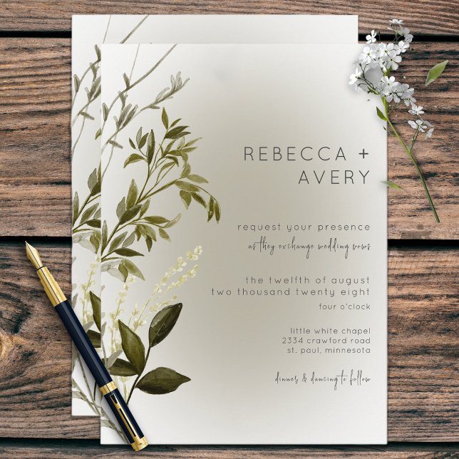 Boho Greenery Modern Wedding Einladung (Von Creator hochgeladen)