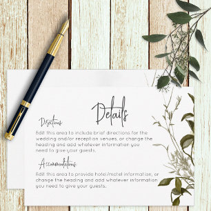 Boho Greenery Moderne Blumendetails Hochzeit Begleitkarte