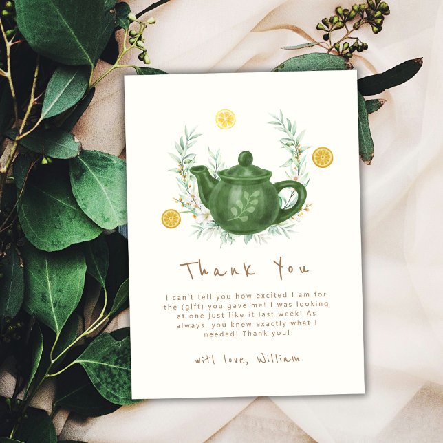 Boho Greenery Orange Par-Tea Babydusche Dankeskarte (Boho Greenery Orange Par-Tea Baby Shower Thank You Card)
