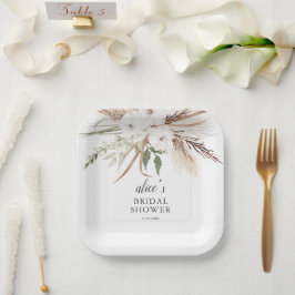 Boho Greenery Pampa Grass Bridal Shower Pappteller