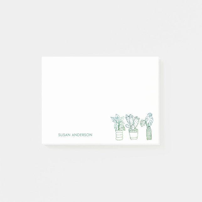 Boho Greenery Potted Houseplants Post-it Klebezettel (Vorderseite)
