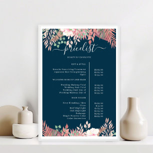 Boho Greenery Salon Price List Poster