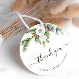 Boho Greenery Script Evergreen Wedding Geschenkanhänger