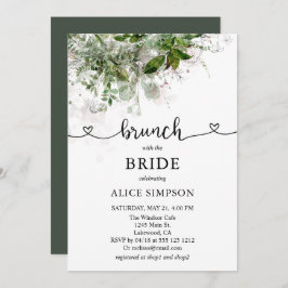 Boho Greenery Script Heart Brunch Brautparty Einladung