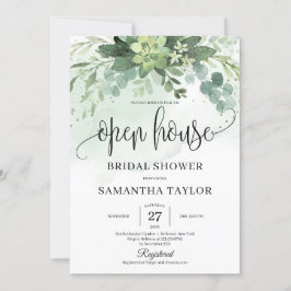 Boho Greenery Succulent Foliage Open House Bridal Einladung