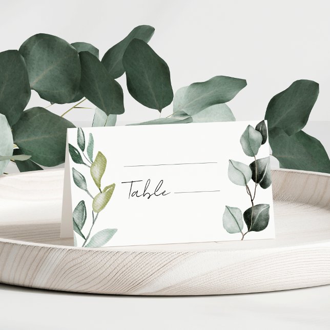 Boho Greenery Watercolor Eucalyptus Wedding Platzkarte (Von Creator hochgeladen)