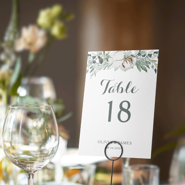 Boho Greenery Watercolor Eucalyptus Wedding Tischnummer (Boho Greenery Watercolor Eucalyptus Wedding Table Number)