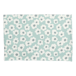 Boho Gren Weiß Grau Floral Trendige Moderne Kissenbezug